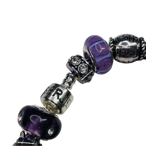 NWT Serjaden Purple & Silver Motorcycle Charm Bracelet - Picture 4 of 13